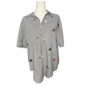 Vintage Embroidered Blouse with Dogs 🐶 XL